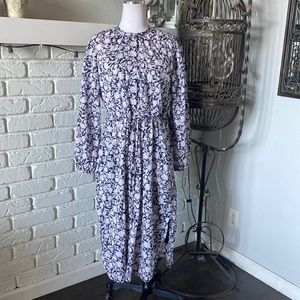 J CREW Tie Waist Floral Cotton Voile Midi Dress in Rose Vines 12 NEW NO TAGS